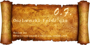 Oszlanszki Felícia névjegykártya